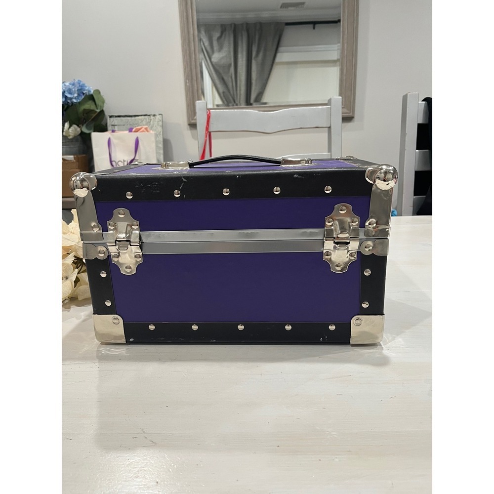 Mini Bunk Trunk camp lock box Purple Storage Box Organizer Keepsake 14 x 8 x 8 - Picture 10 of 12